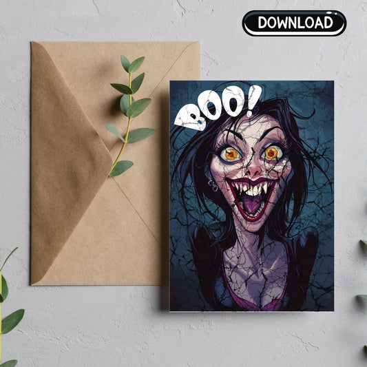 Digital Download 'boo' Halloween - 5x7 Printable -Foldable Cards