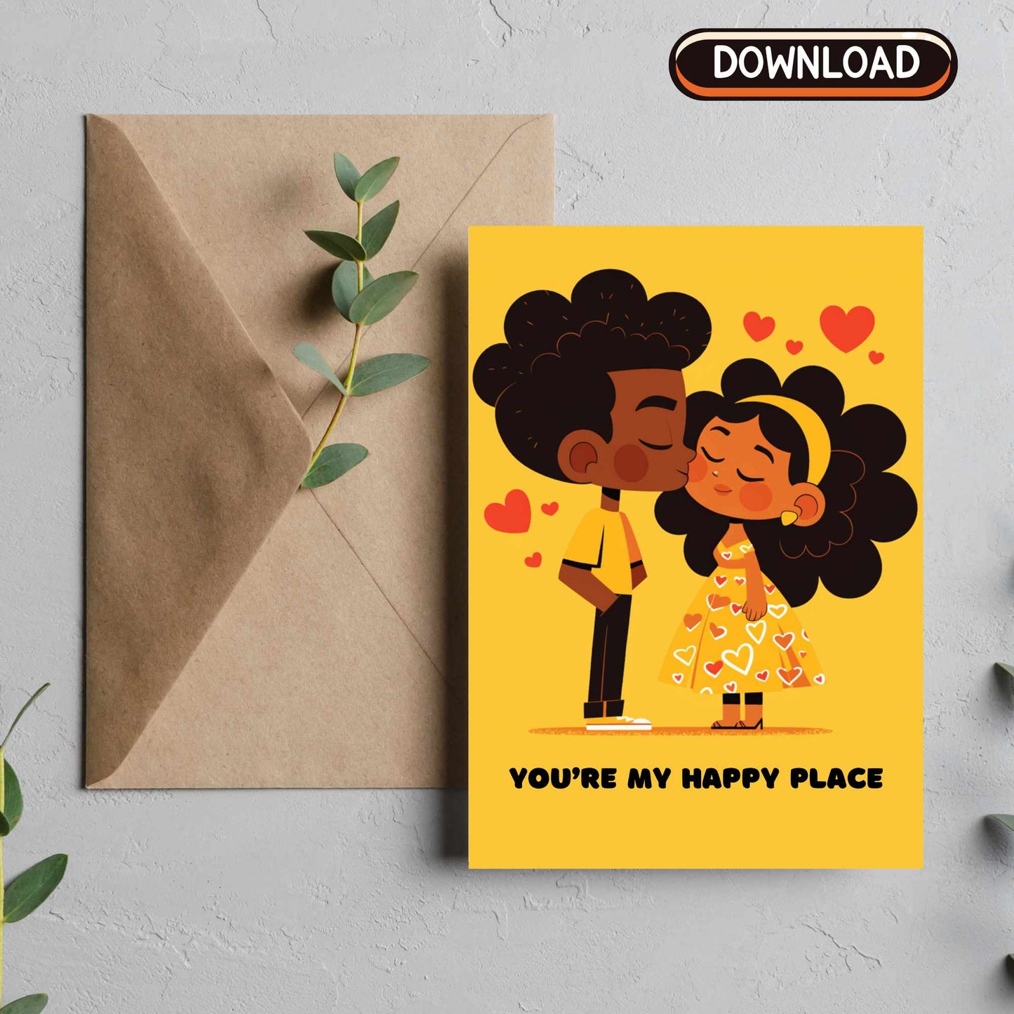 You're My Happy Place - Cute  Romantic Printable Card