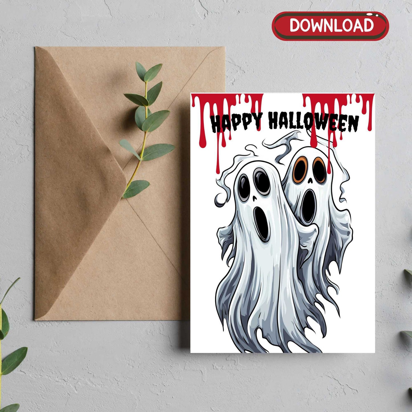 Downloadable Cartoon Ghosts Halloween Card | Spooky Fun for All Ages