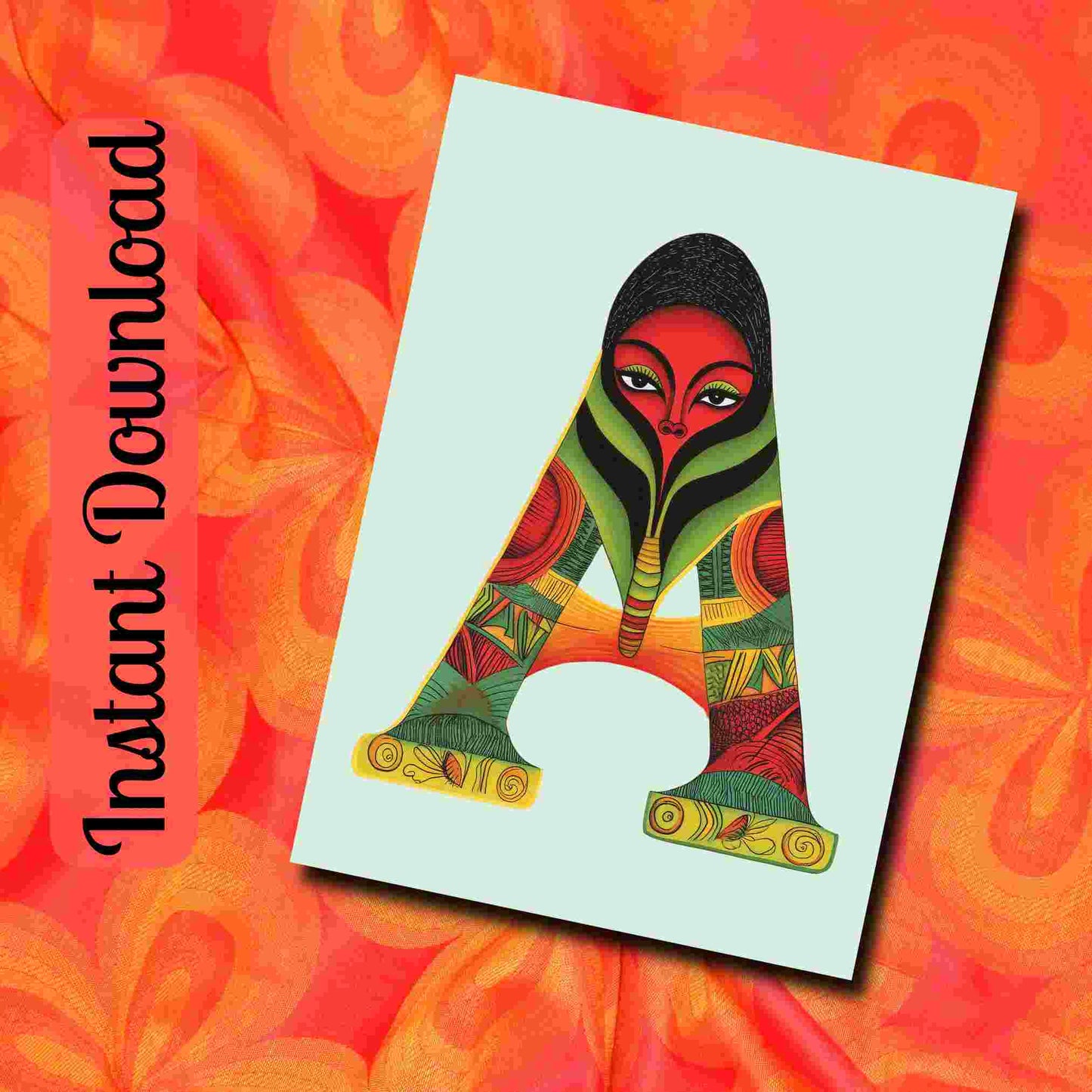 Mystical Letter A Greeting Card - African Inspired Digital Card