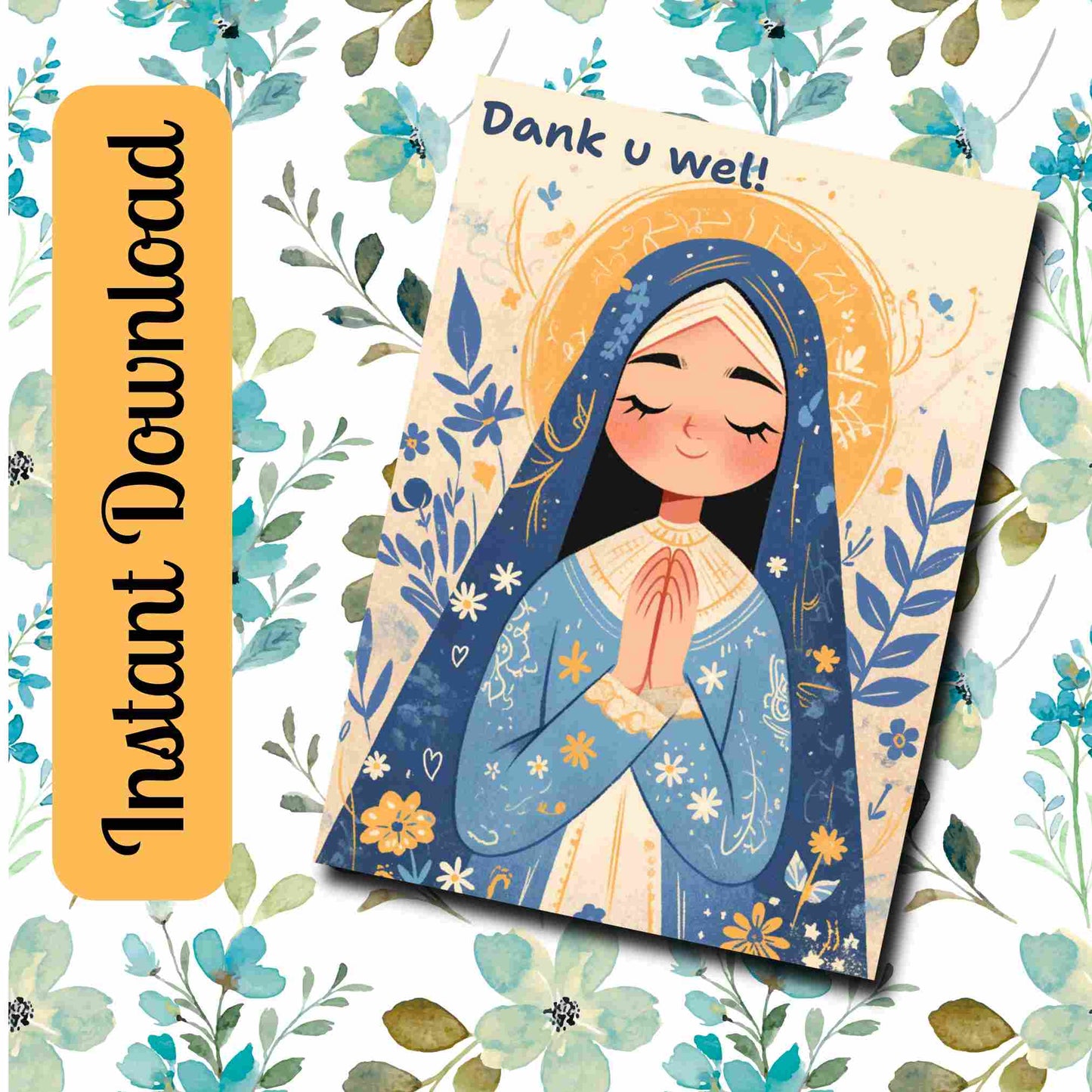 Gratitude in Grace Hijabi Muslim Woman Thank You Card Printable