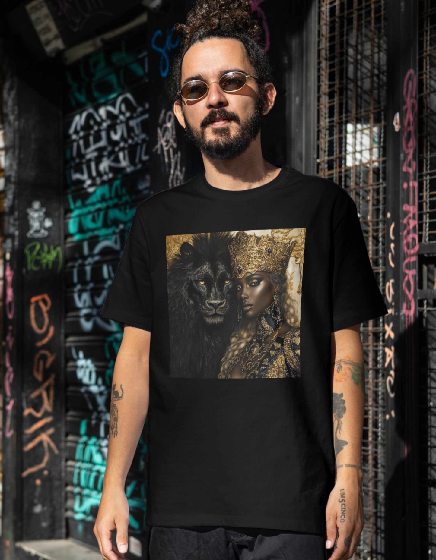 Majestic Black Goddess & Lion Fantasy Art Download