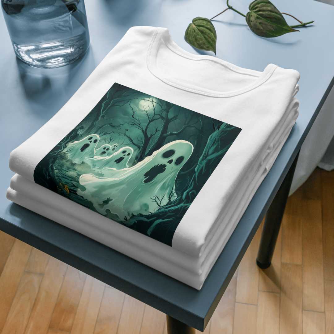 Ghosts in the Forest T-Shirt - Halloween Special | Unique Spooky Print Tee