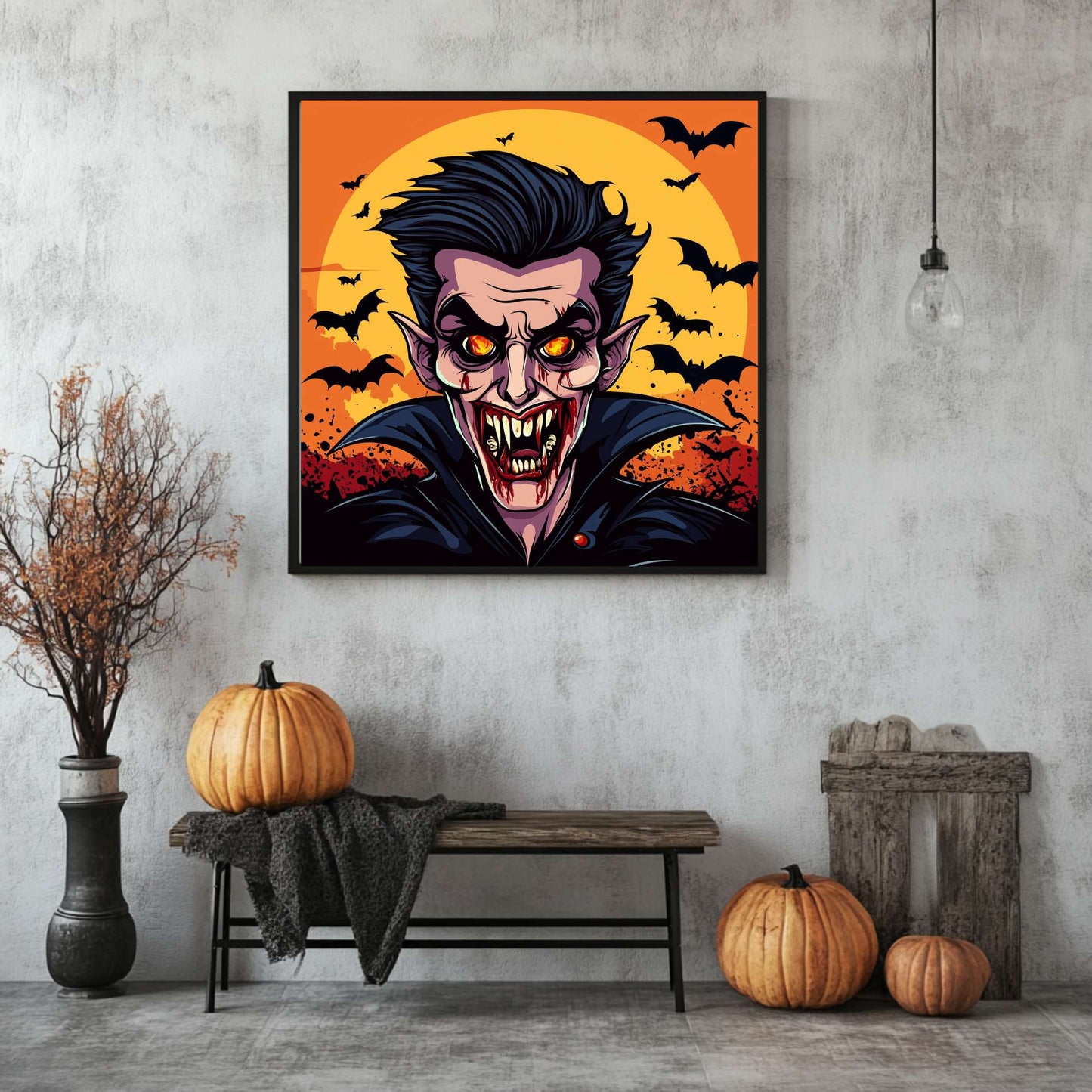 Vampire Cartoon Poster | Spooky Art Print for Home Decor | Wall Art