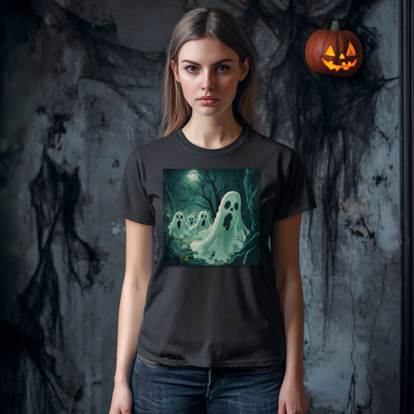 Ghosts in the Forest T-Shirt - Halloween Special | Unique Spooky Print Tee