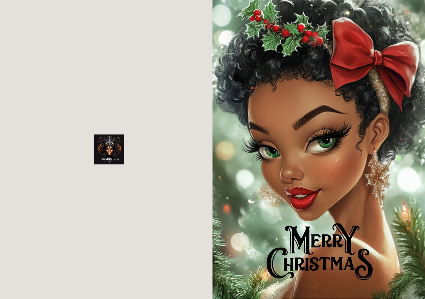 Cute Afro-Chic Christmas Card | Downloadable Holiday Greetings