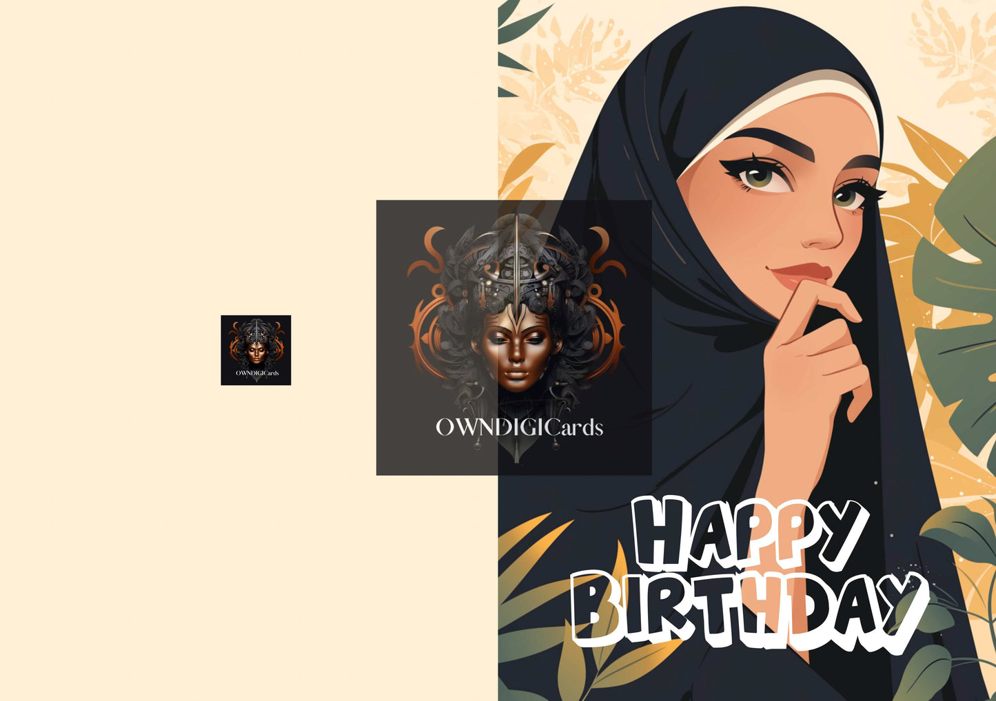 Elegant Hijabi Birthday Card - Digital Download