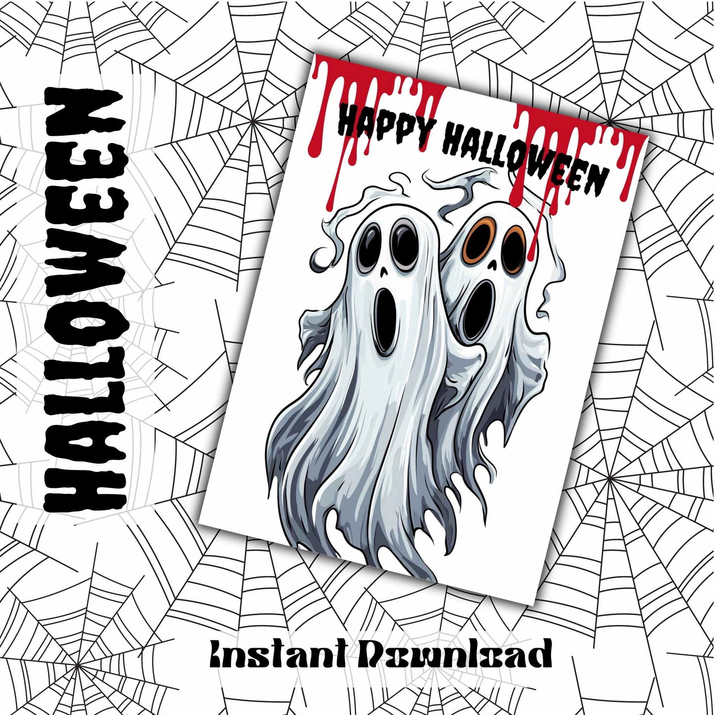 Downloadable Cartoon Ghosts Halloween Card | Spooky Fun for All Ages