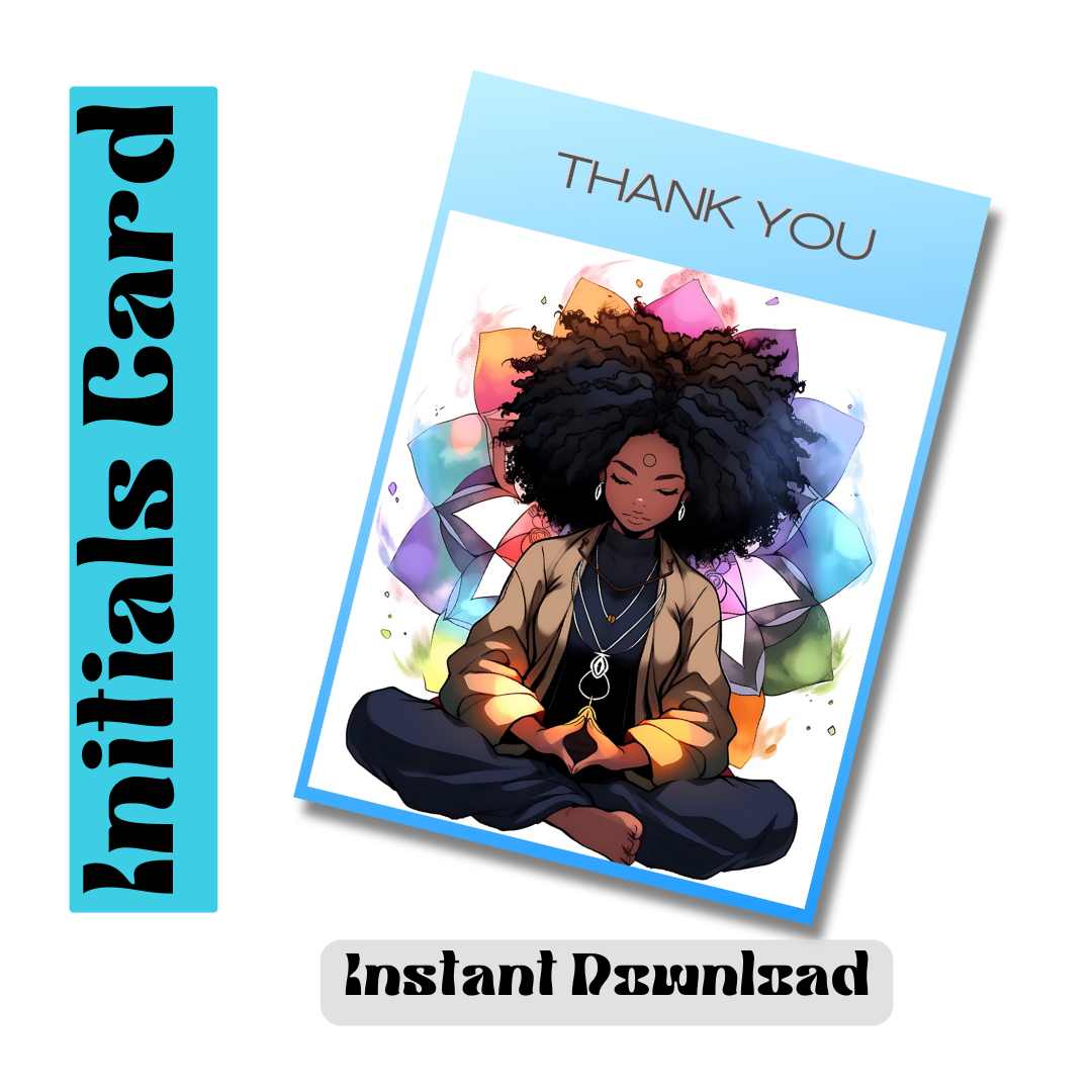 Digital Download Afro Black Art Thank You Card - Owndigiart