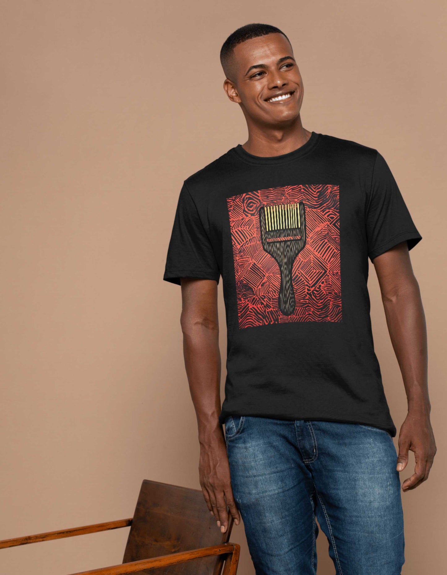 Afro Comb T-Shirt with Afrocentric Design – Celebrate Your Roots in StyleHeavyweight Unisex Crewneck T-shirt | Gildan® 5000