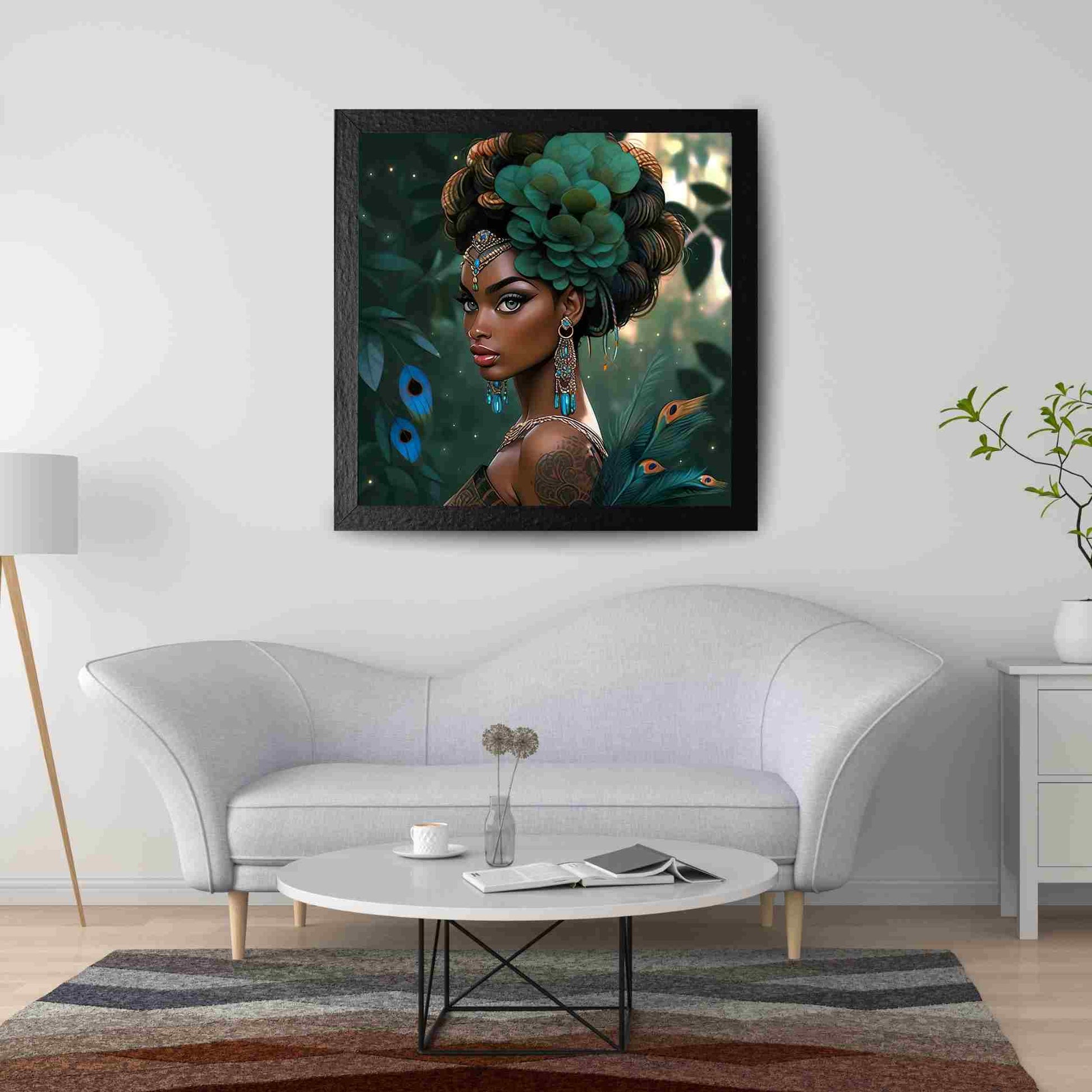 Digital Download: Beautiful Peacock Afro Inspired Women 02 - Owndigiart