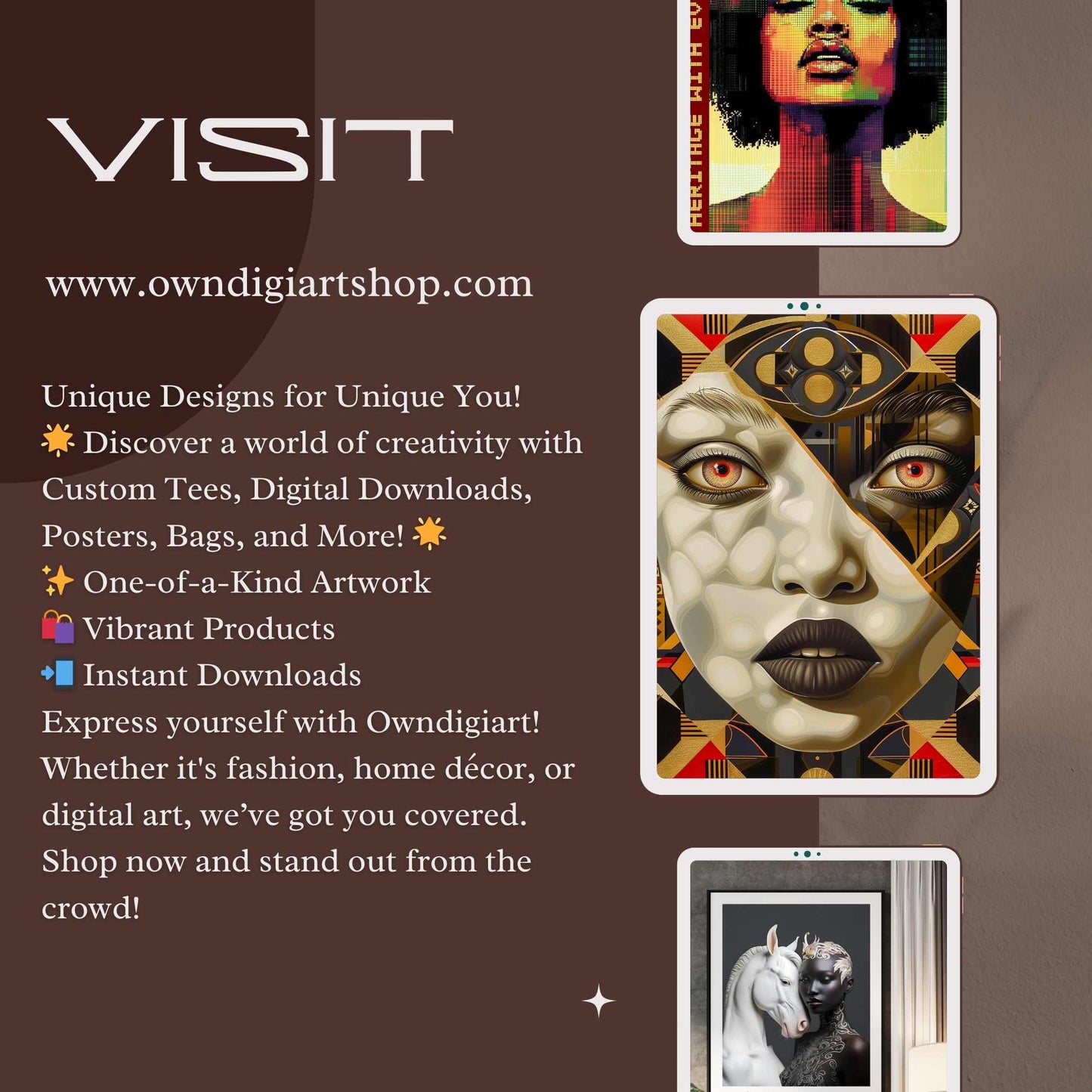 Majestic Black Goddess & Lion Fantasy Art Download