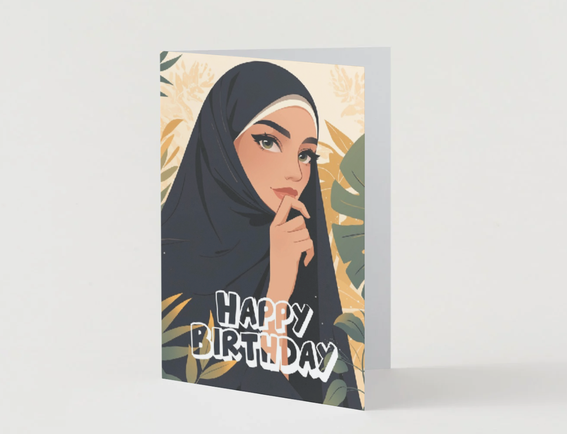 Elegant Hijabi Birthday Card - Digital Download