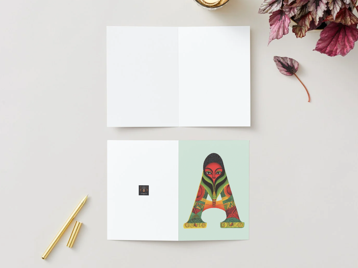 Mystical Letter A Greeting Card - African Inspired Digital Card
