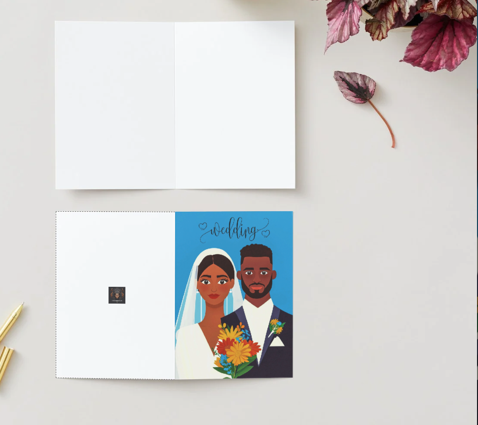 Elegant Foldable Wedding Card Digital Download – Bride and Groom Art