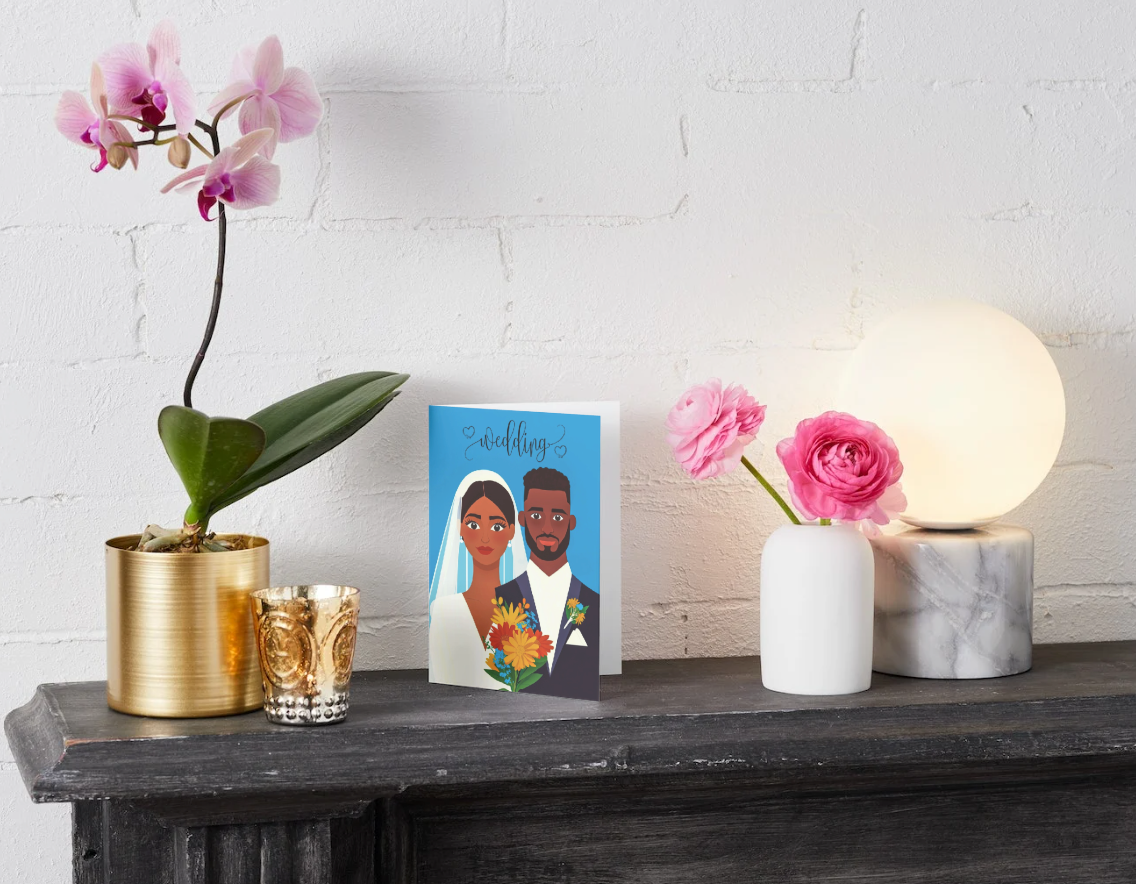 Elegant Foldable Wedding Card Digital Download – Bride and Groom Art