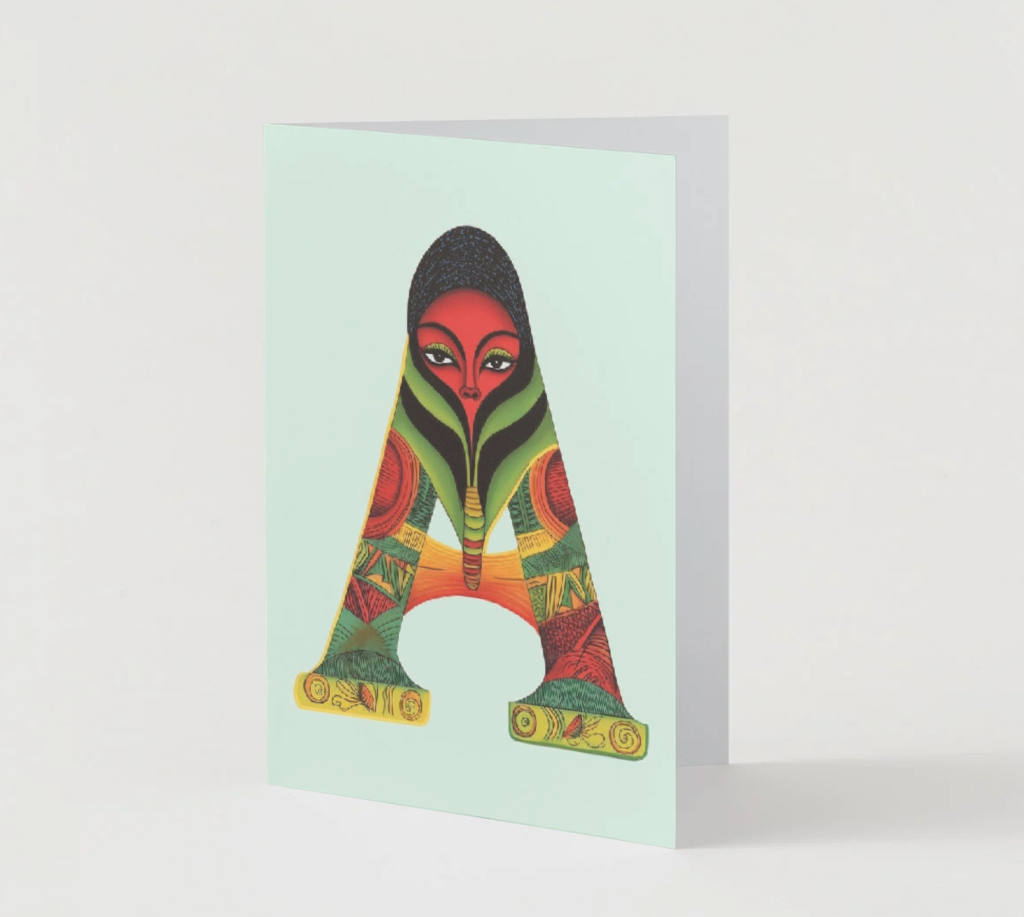 Mystical Letter A Greeting Card - African Inspired Digital Card
