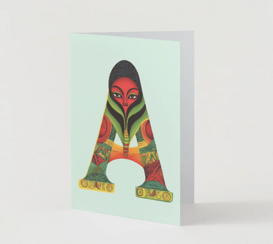 Mystical Letter A Greeting Card - African Inspired Digital Card