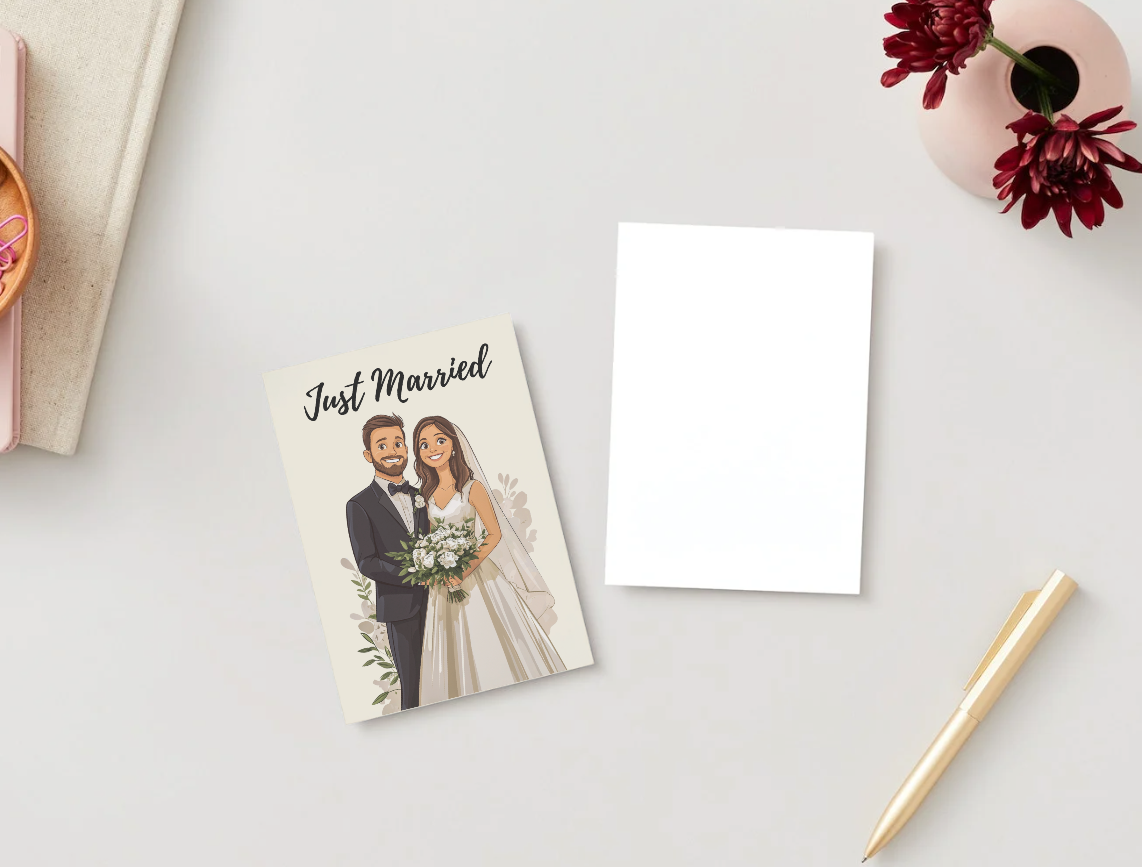 'Just Married' Digital Download Foldable Card