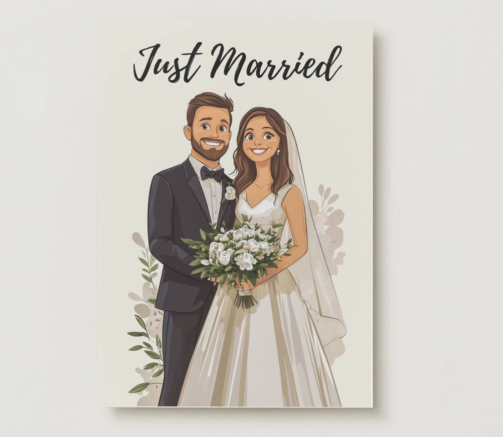 'Just Married' Digital Download Foldable Card