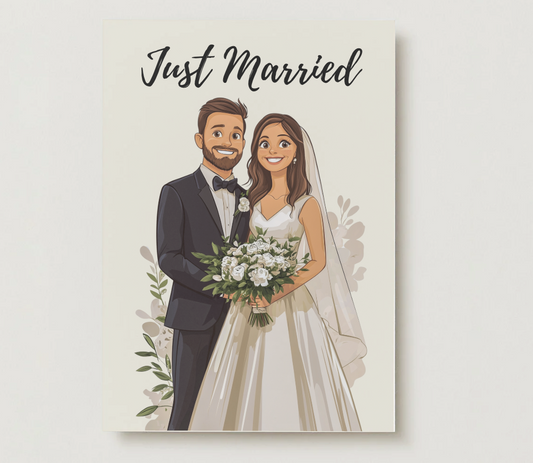 'Just Married' Digital Download Foldable Card