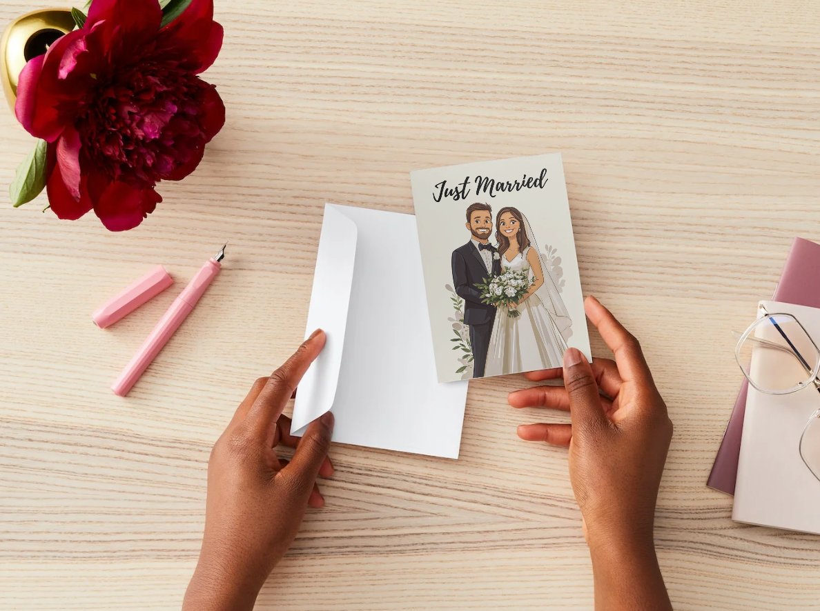 'Just Married' Digital Download Foldable Card