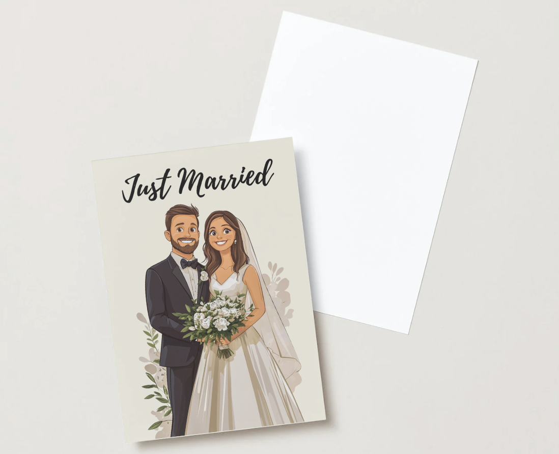 'Just Married' Digital Download Foldable Card