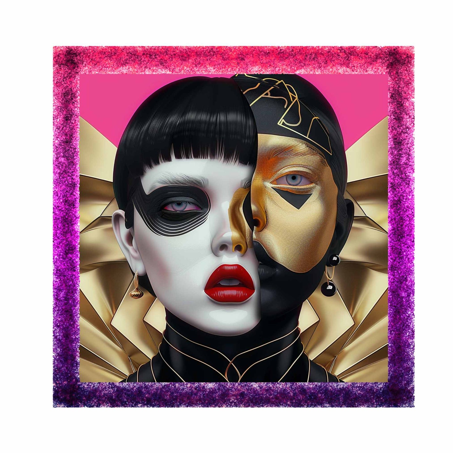 Futuristic Duality Abstract Portrait - Owndigiart