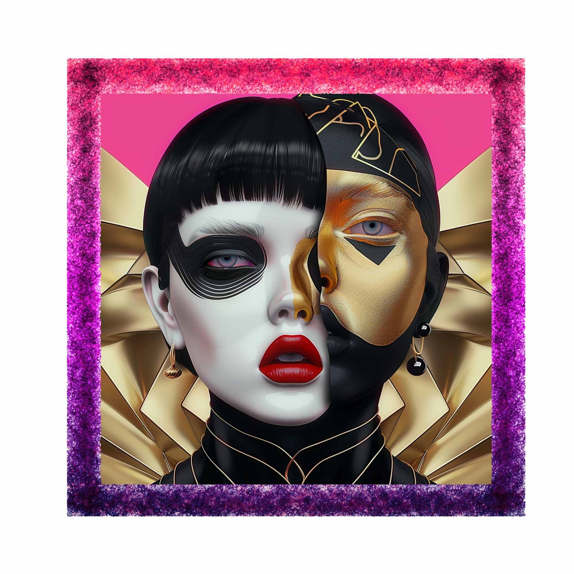 Futuristic Duality Abstract Portrait - Owndigiart