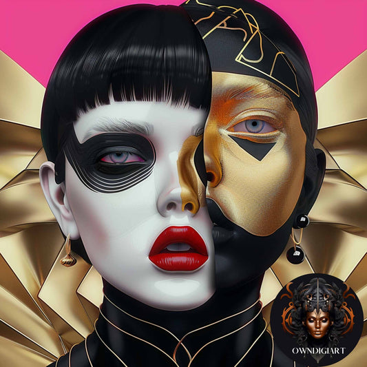 Futuristic Duality Abstract Portrait - Owndigiart