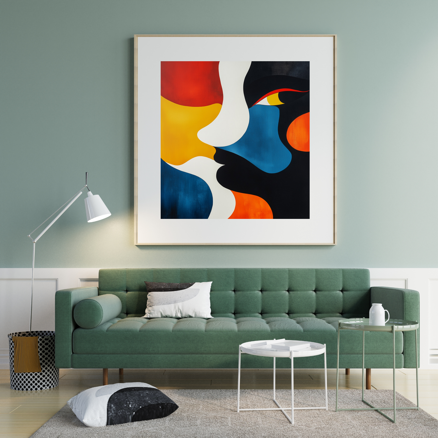 Premium Matte Paper Wooden Framed Abstract Face Poster - Bold Colors & Modern Art