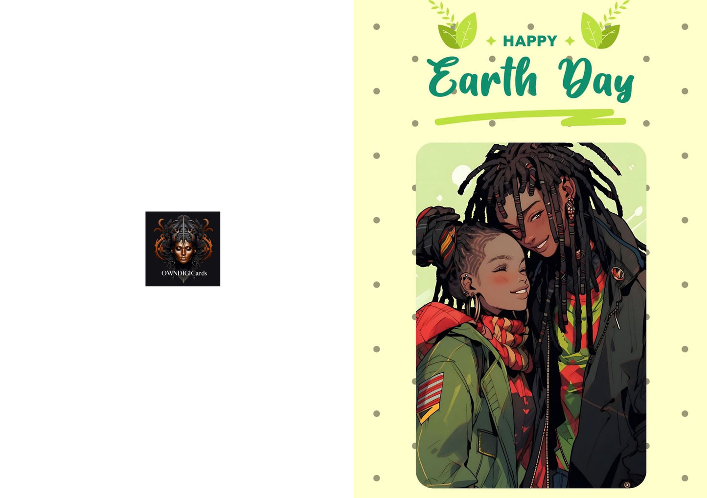 Happy Earthday - Wenskaarten - Afdrukbaar - Instant Download - PDF - 5x7 - Afro Art -