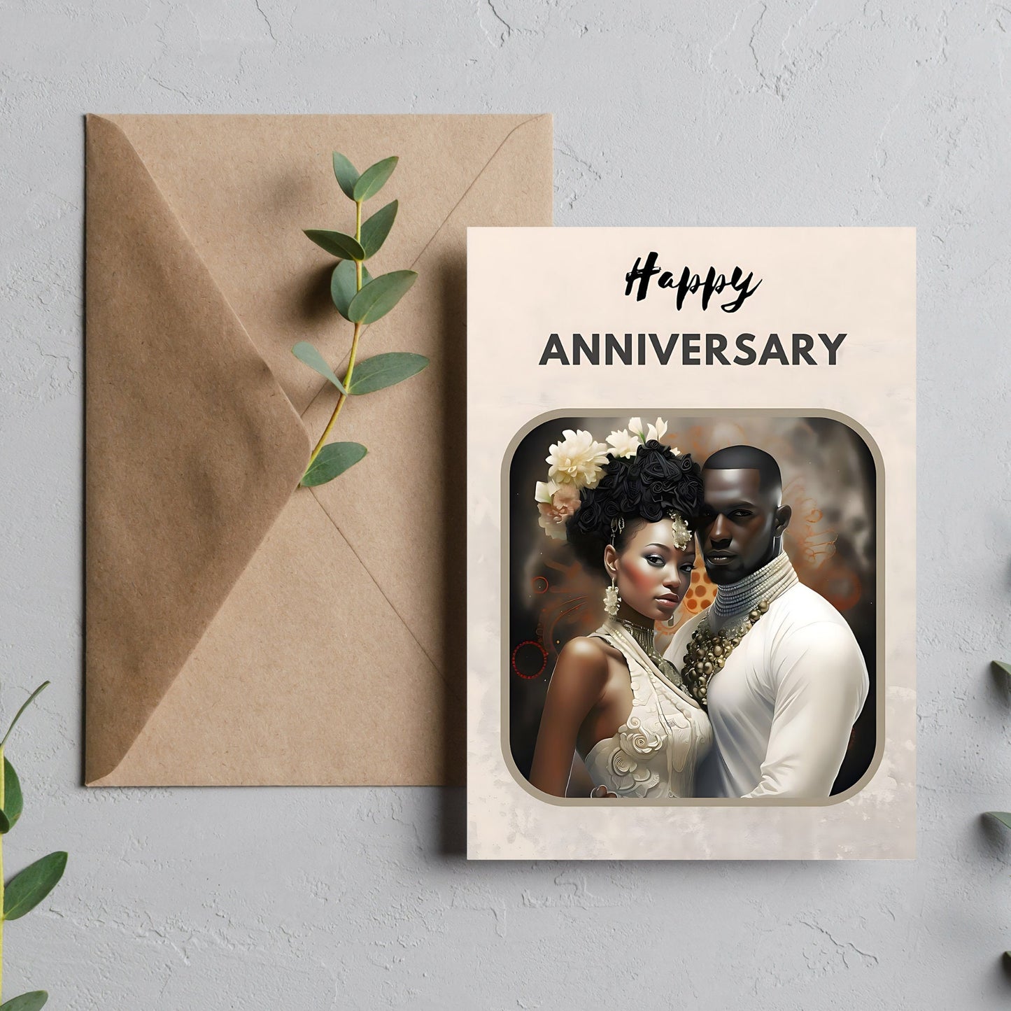 Happy Anniversary - Celebrate with Elegance: Black Art Greeting Cards for Every Occasion - Digital Instant Download