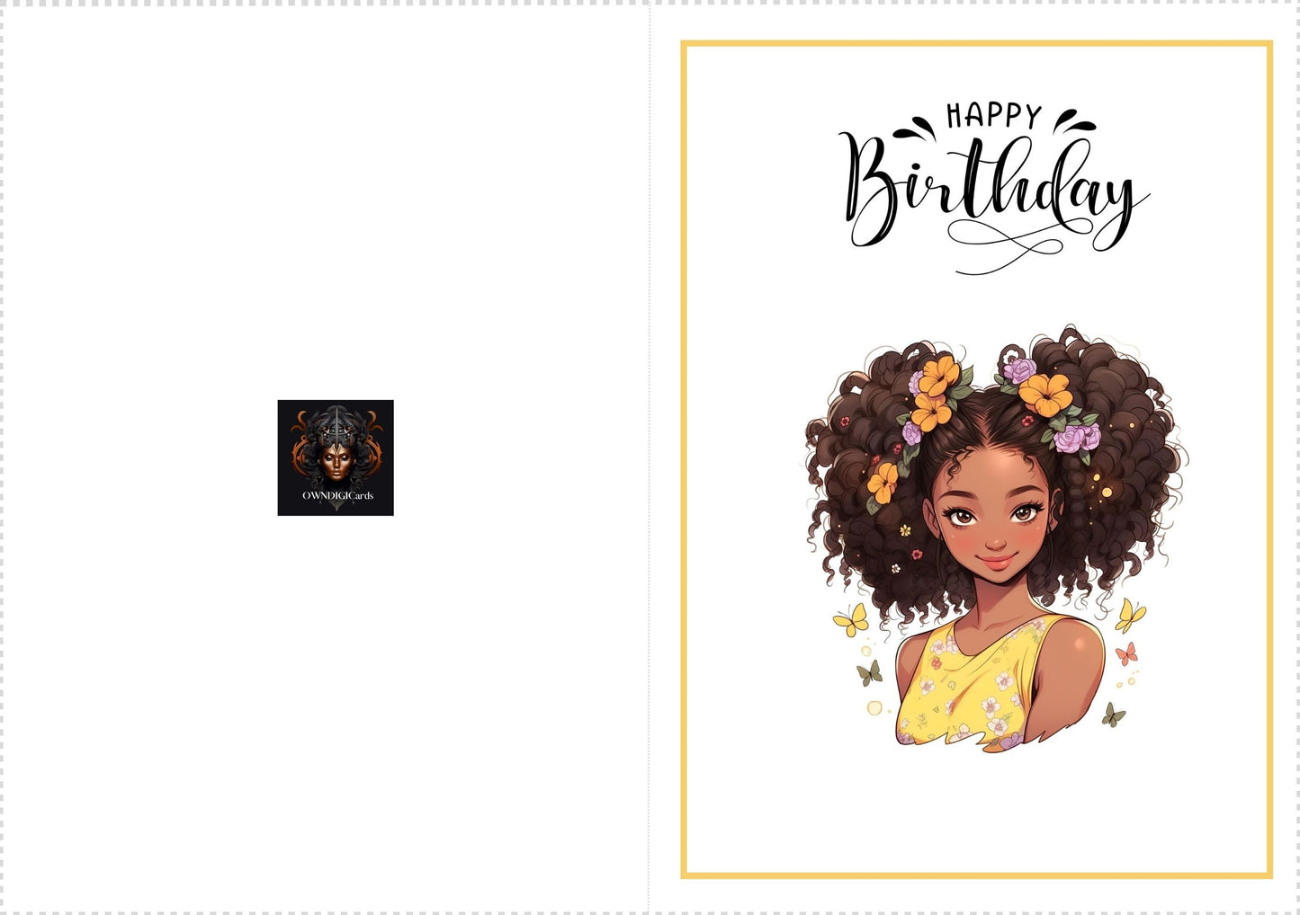 Digital Download Afro Black Art Birthday Card - Unique and Celebratory Greeting - PDF File - 5x7 Printable - Greeting Cards