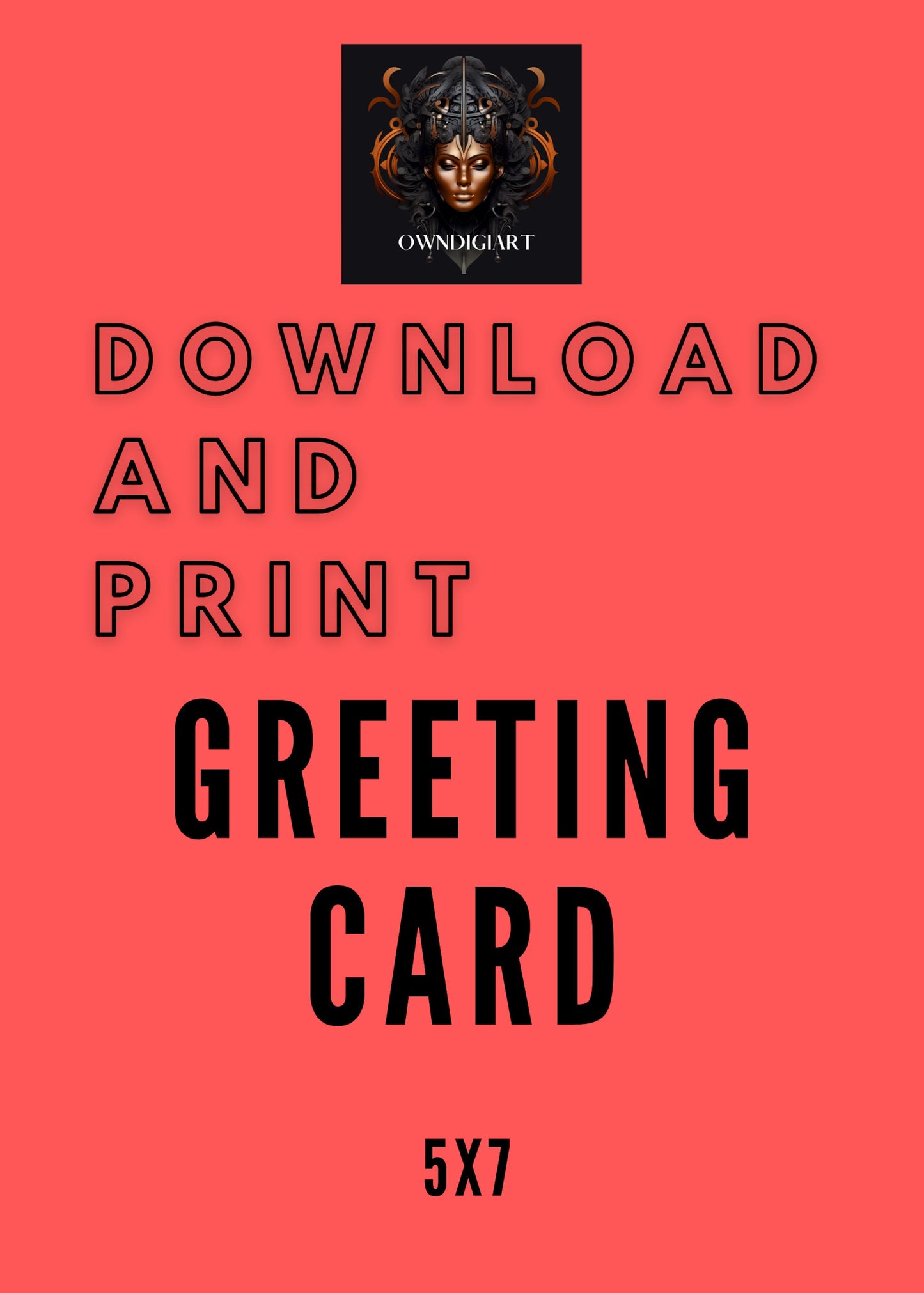 Digital Download Afro Black Art Birthday Card - Unique and Celebratory Greeting - PDF File - 5x7 Printable - Greeting Cards