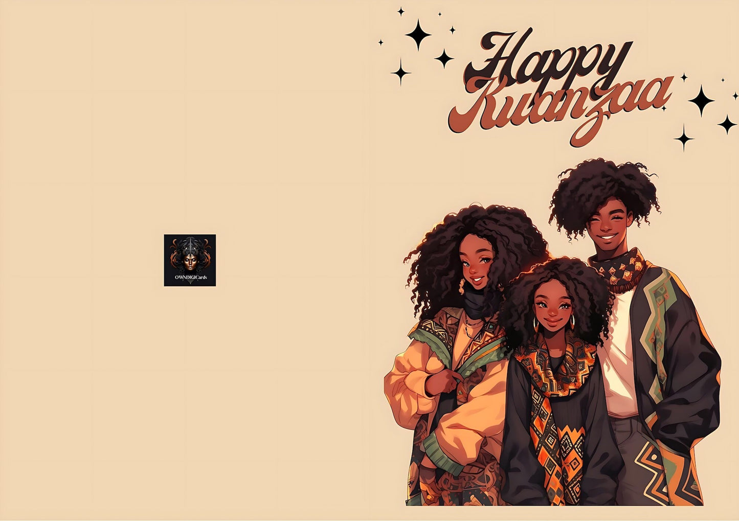 Digital Download: Happy Kwanzaa Foldable Card - greeting cards - Instant download - Afro cards - Black art