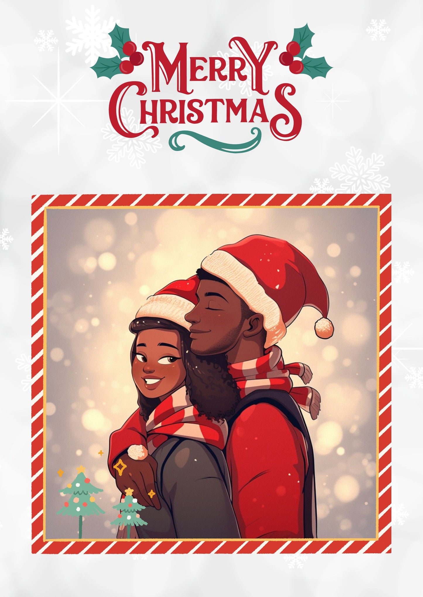 Digital Download: Happy Christmas Foldable Card - greeting cards - Instant download - Afro cards - Black art - PDF