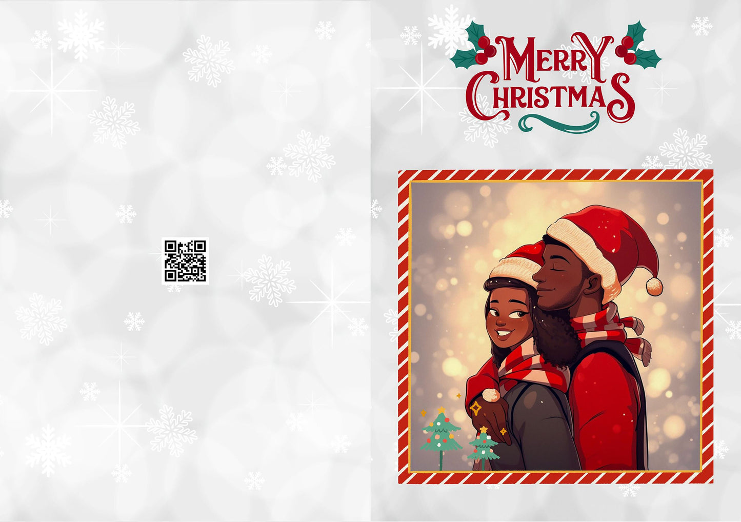 Digital Download: Happy Christmas Foldable Card - greeting cards - Instant download - Afro cards - Black art - PDF