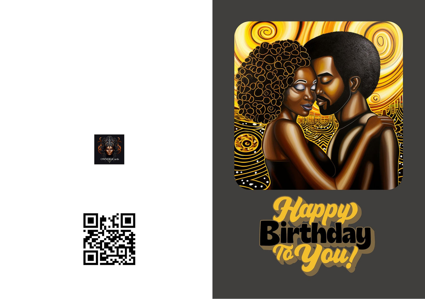 Digital Download  Birthday Card - Unique and Celebratory Greeting - PDF File - 5x7 Printable - Greeting Cards Active - Afro Cards