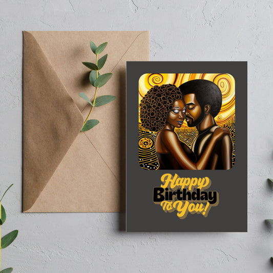 Digital Download  Birthday Card - Unique and Celebratory Greeting - PDF File - 5x7 Printable - Greeting Cards Active - Afro Cards