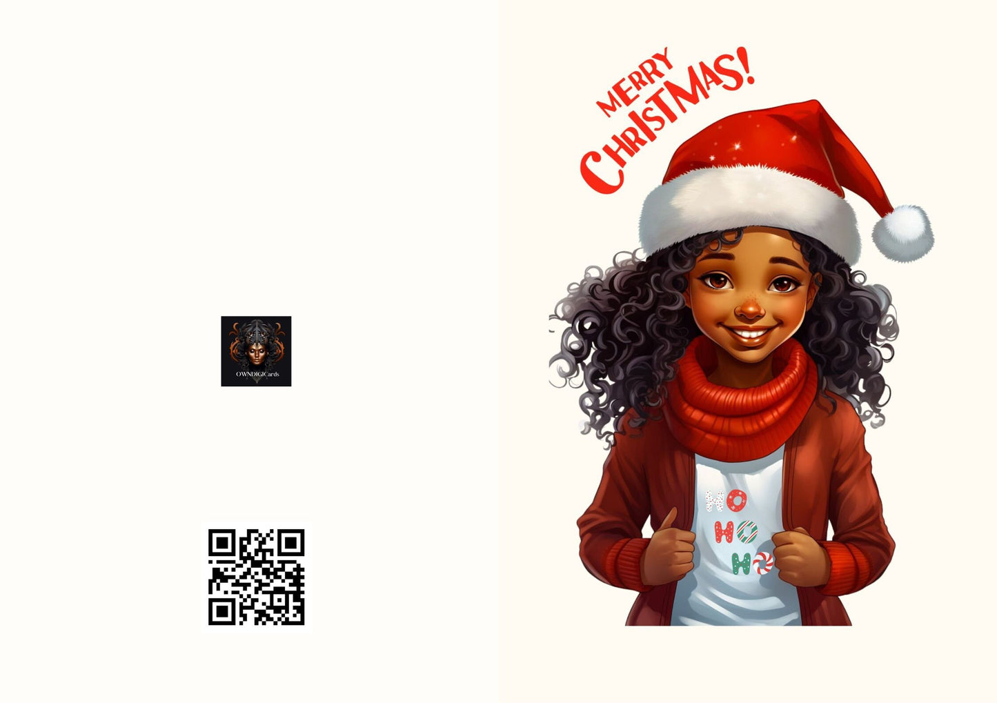 Merry Christmas Foldable Card - greeting cards - Instant download - Afro cards - Black art