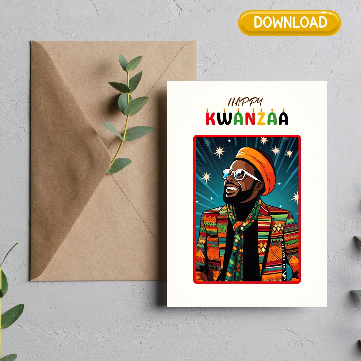 Celebrate Kwanzaa with Style: Instant Download Afro-Inspired Foldable Greeting Card