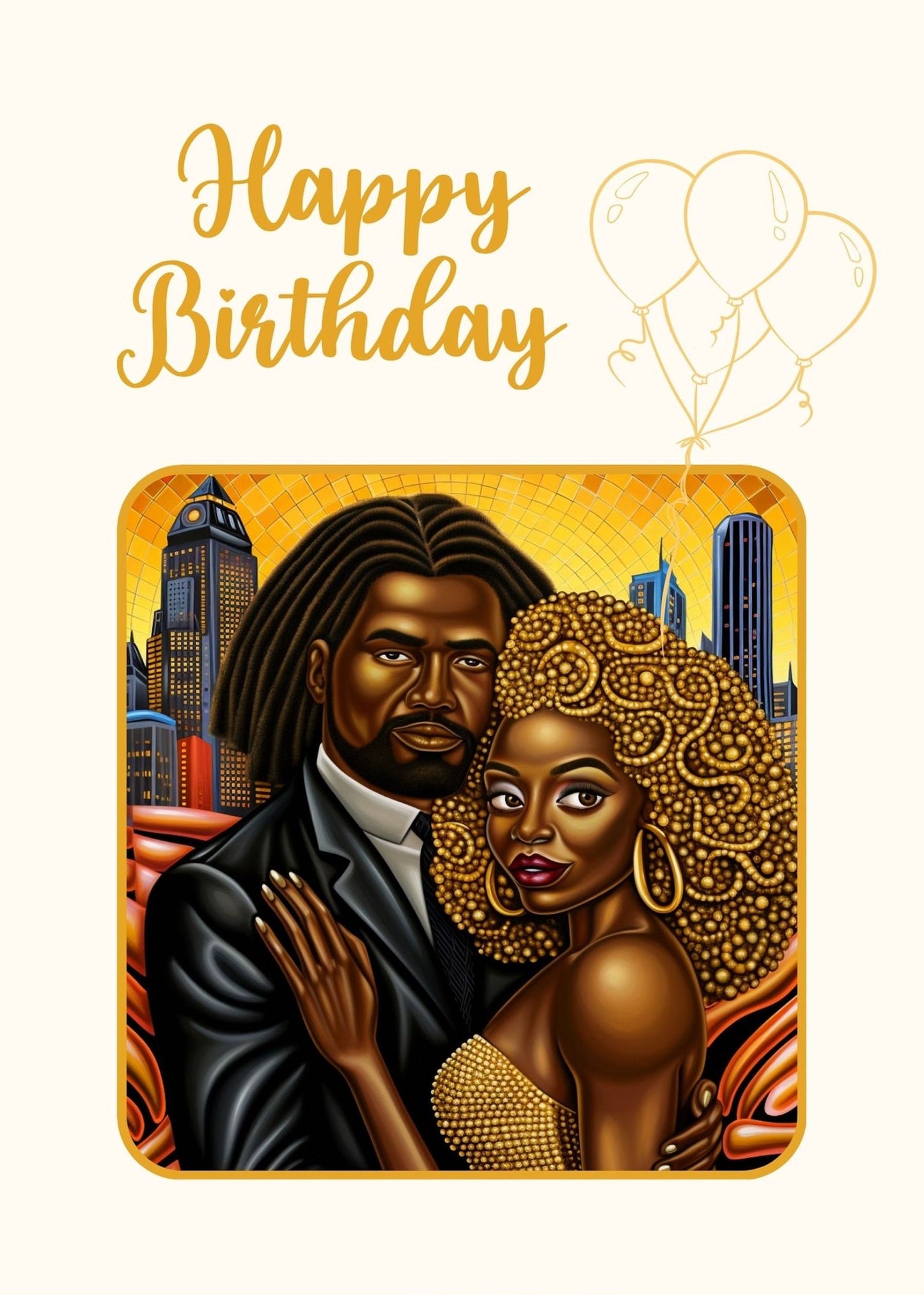 Digital Download  Afro Birthday Card - Unique and Celebratory Greeting - PDF File - 5x7 Printable - Greeting Cards - Afro Art