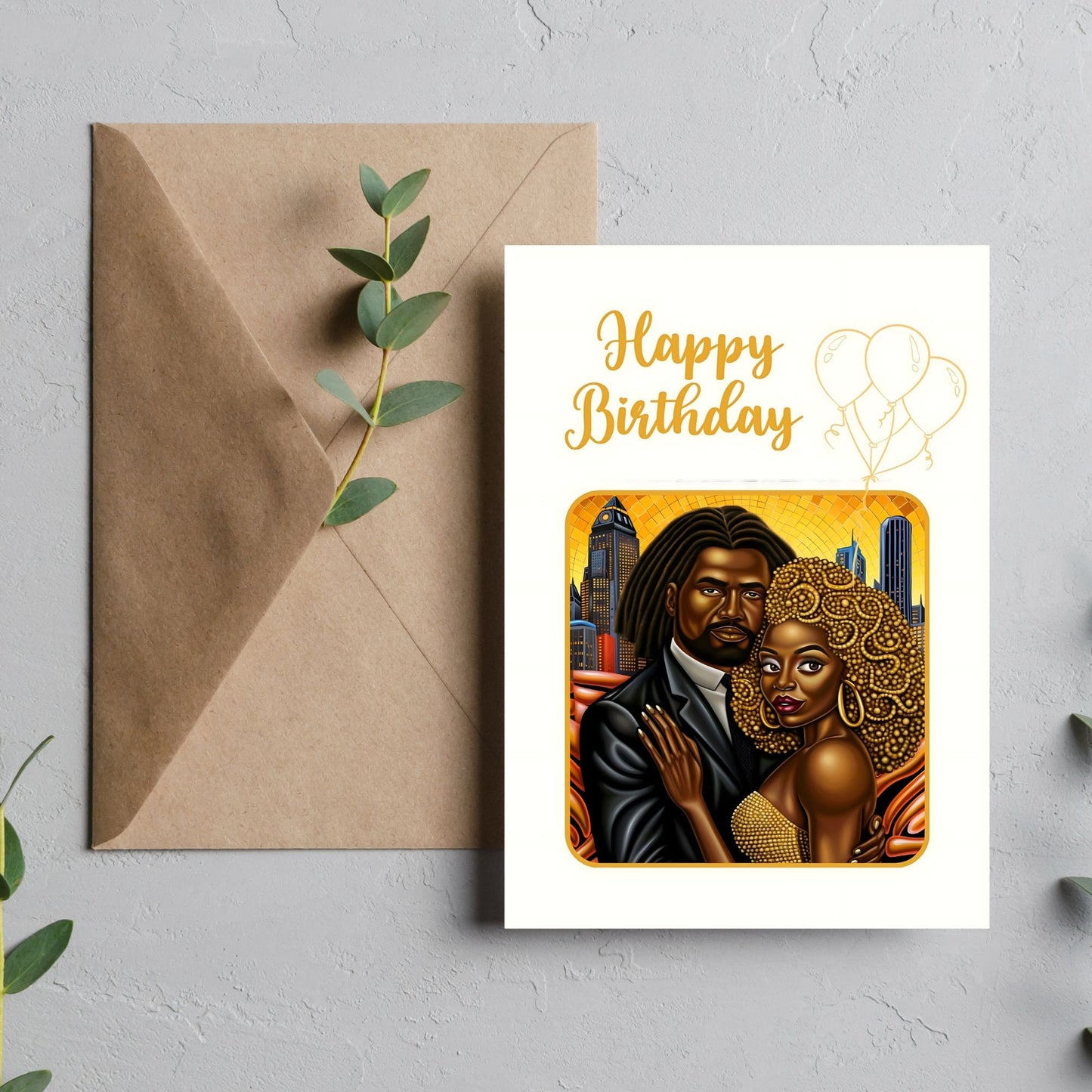 Digital Download  Afro Birthday Card - Unique and Celebratory Greeting - PDF File - 5x7 Printable - Greeting Cards - Afro Art