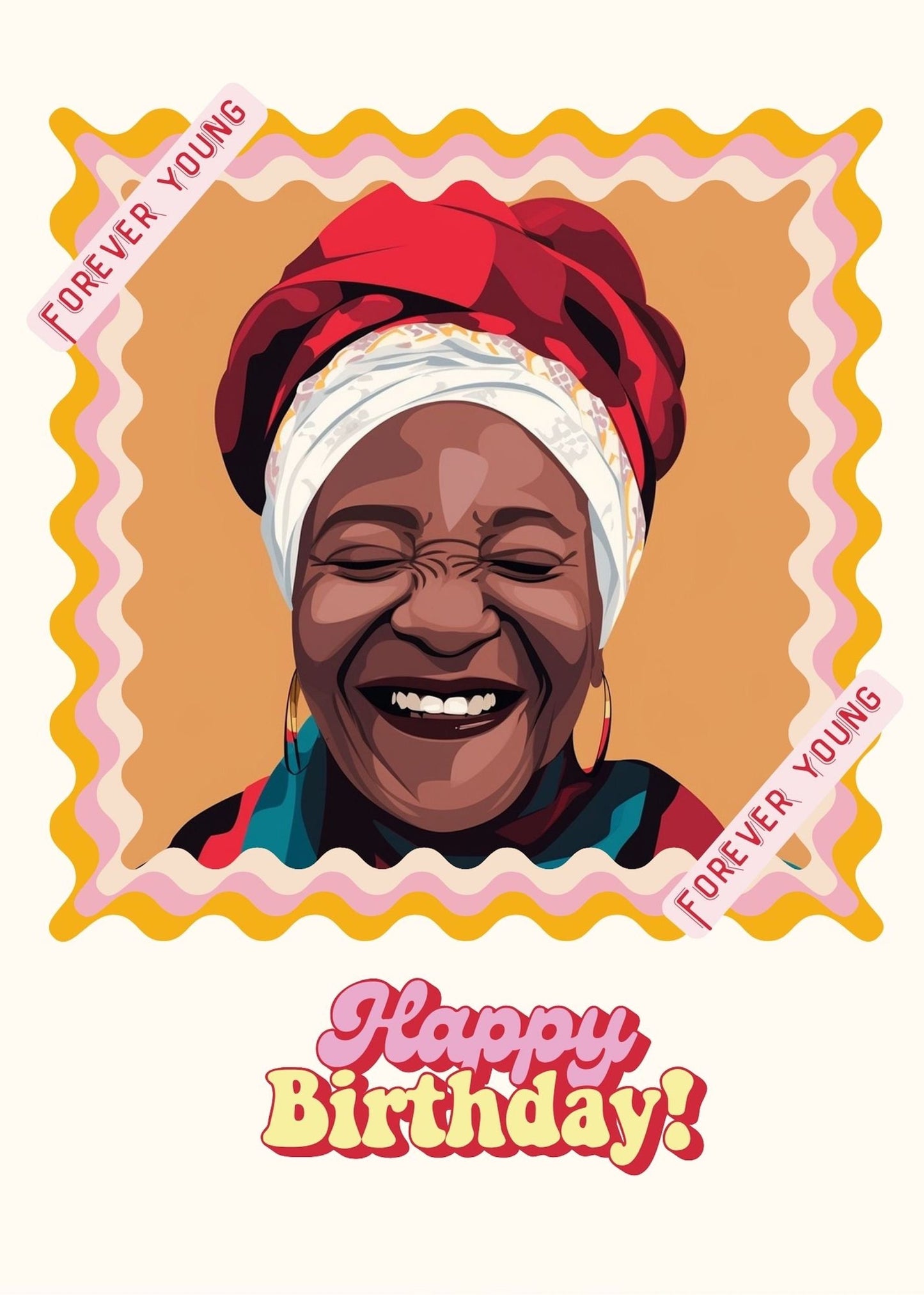 Digital Download Afro Black Art Birthday Card  Forever Young- Unique and Celebratory Greeting  - 5x7 Printable - Greeting Cards