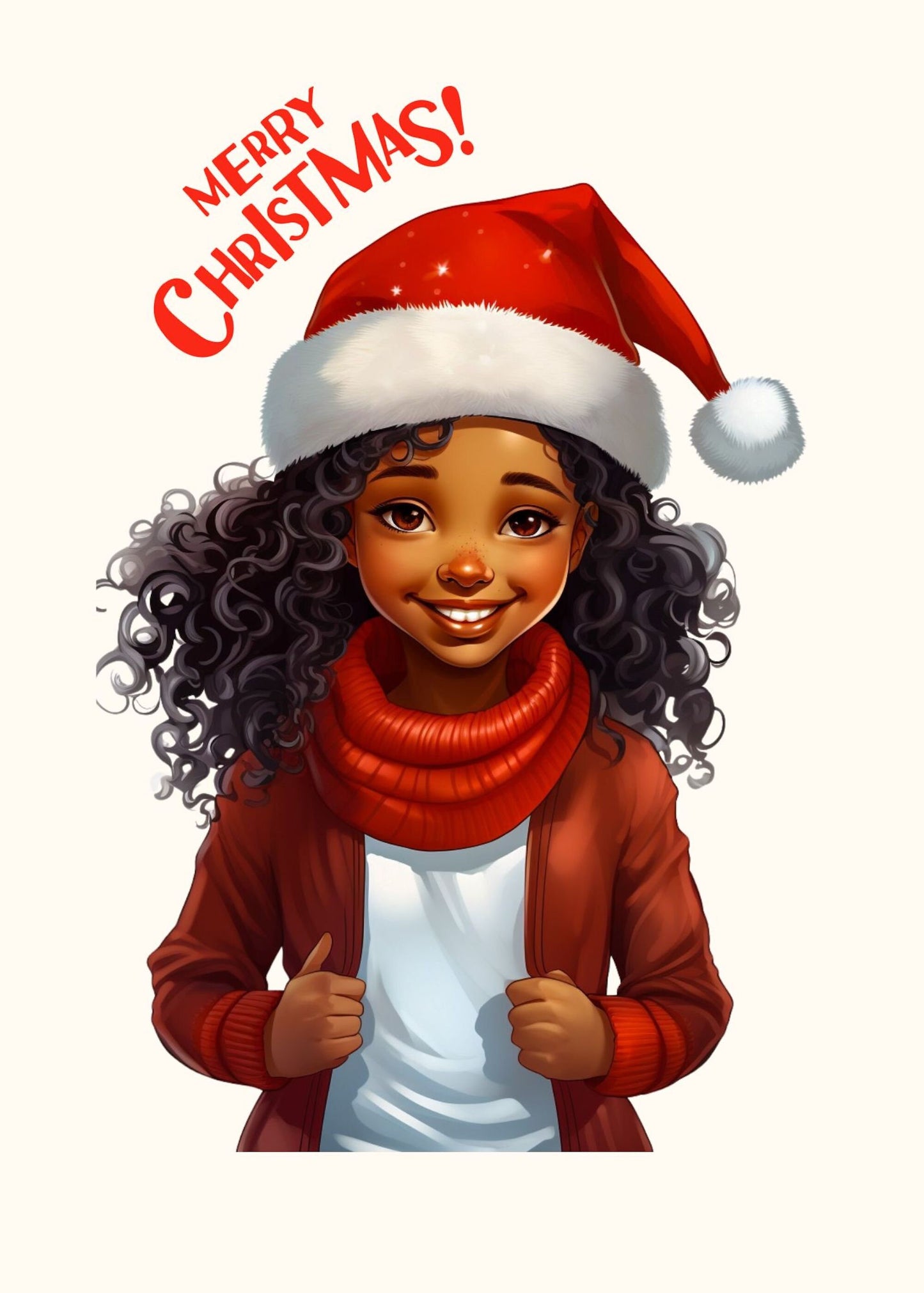 Merry Christmas Foldable Card - greeting cards - Instant download - Afro cards - Black art