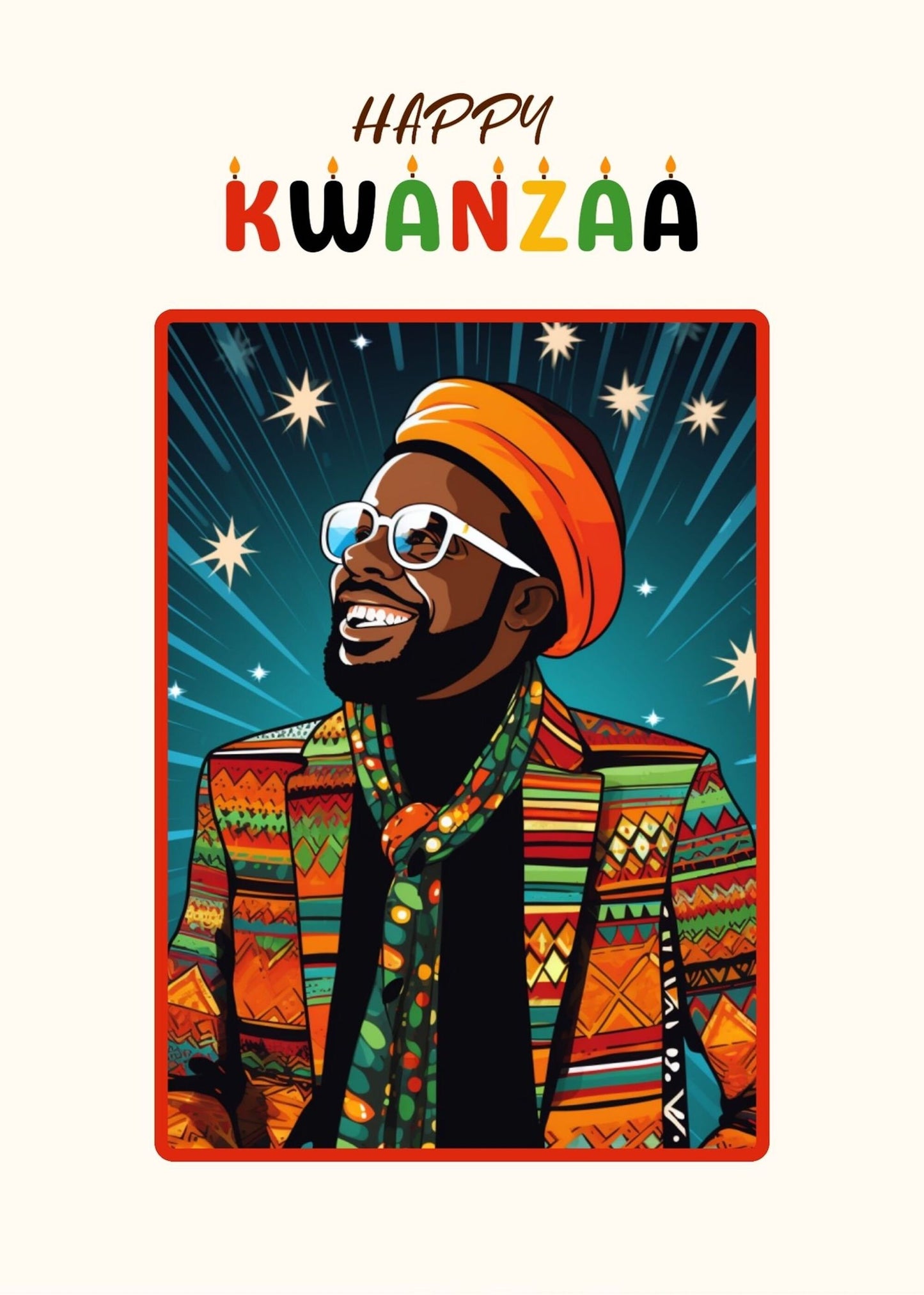 Celebrate Kwanzaa with Style: Instant Download Afro-Inspired Foldable Greeting Card