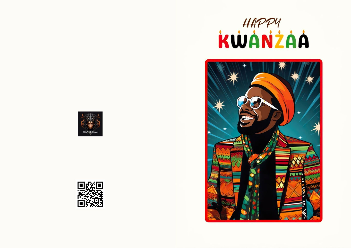 Celebrate Kwanzaa with Style: Instant Download Afro-Inspired Foldable Greeting Card