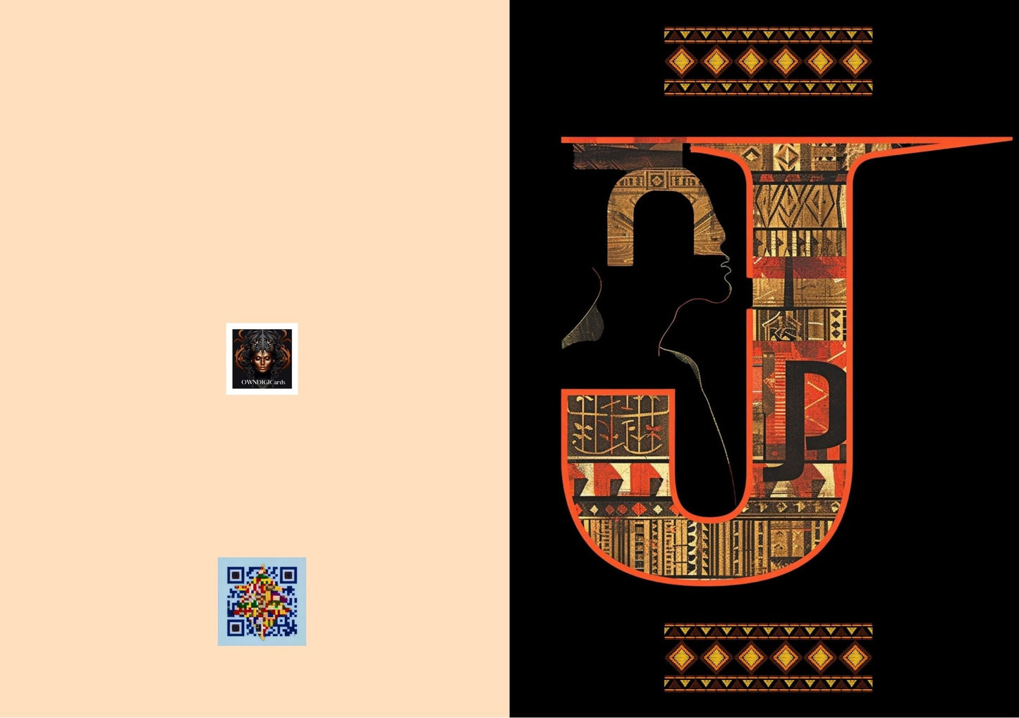 Unique Afrocentric Digital Download Initials Greeting Card Letter"J" – Personalized Ethnic Design for Memorable Moments - Greeting Cards