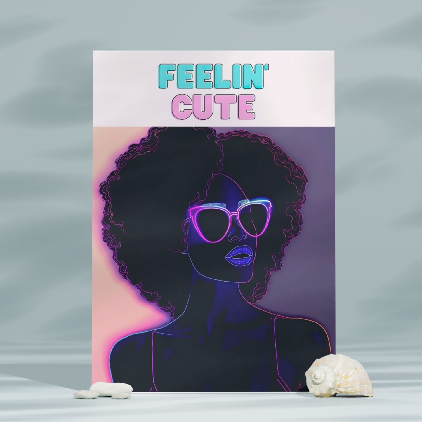 Feelin Cute - Instant Download : Unique Black Art  - Foldable Cards - Afro Art - Greeting Cards - PDF File - Print at Home